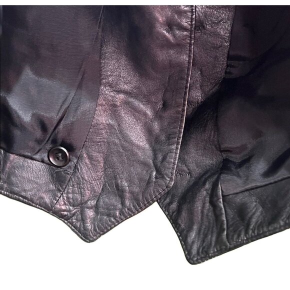 Beged-Or Black Leather Couturier Fine Leather Italia Biker Vest Sz 6 1980s 80s - Picture 5 of 7